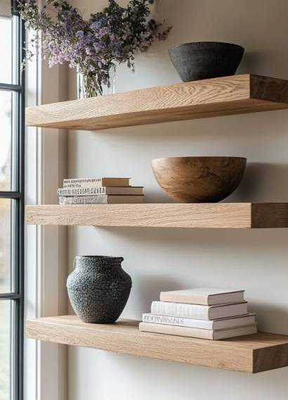 Oak Shelf, White Oak Floating Shelf, Oak Wall Shelf, Light Wood Floating Shelf, Oak Shelf, Oak Floating Shelf, Oak Bookshelf